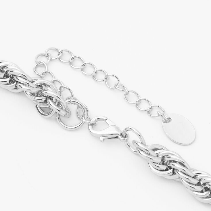 Silver Twisted Rope Chain Necklace,