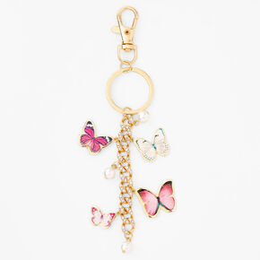 Embellished Pink Butterfly Charm Keychain,