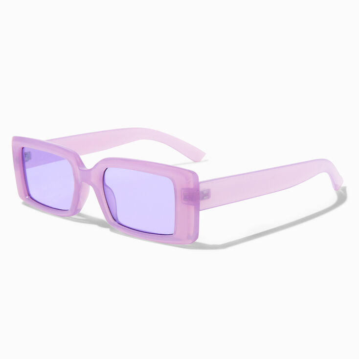 Chunky Rectangle Sunglasses - Frosted Purple,