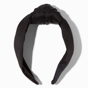 Black Satin Knotted Headband,