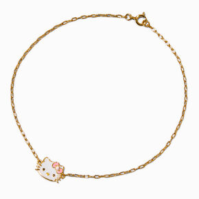 Hello Kitty&reg; Gold-tone Sterling Silver Face Anklet,