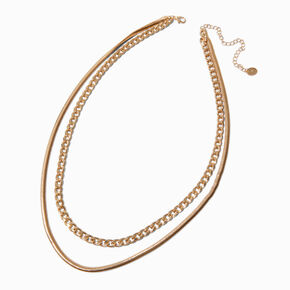 Gold-tone Curb Chain &amp; Snake Multi-Strand Necklace,