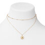 Gold Initial Medallion Multi Strand Necklace - A,