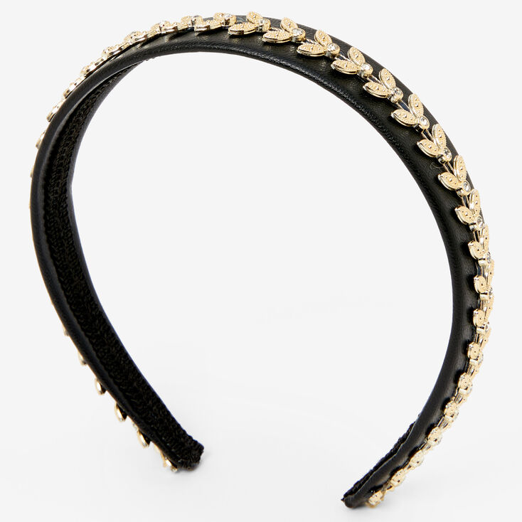 Gold Embellished Flower Headband - Black,
