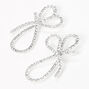 Silver 1.5&quot; Embellished Loopy Bow Drop Earrings,