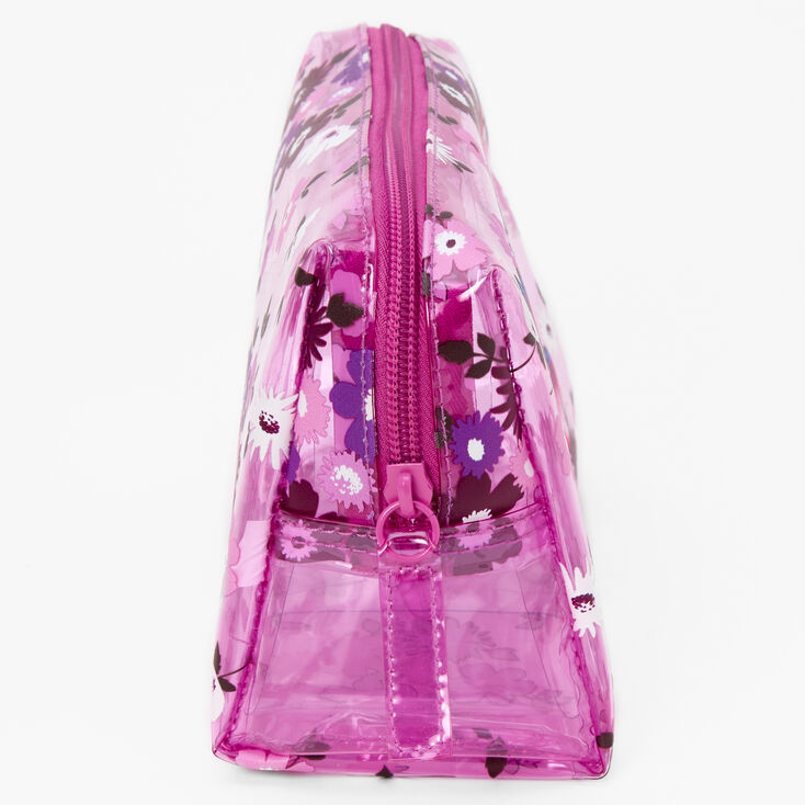 Medium Lilac Flower Transparent Makeup Bag,