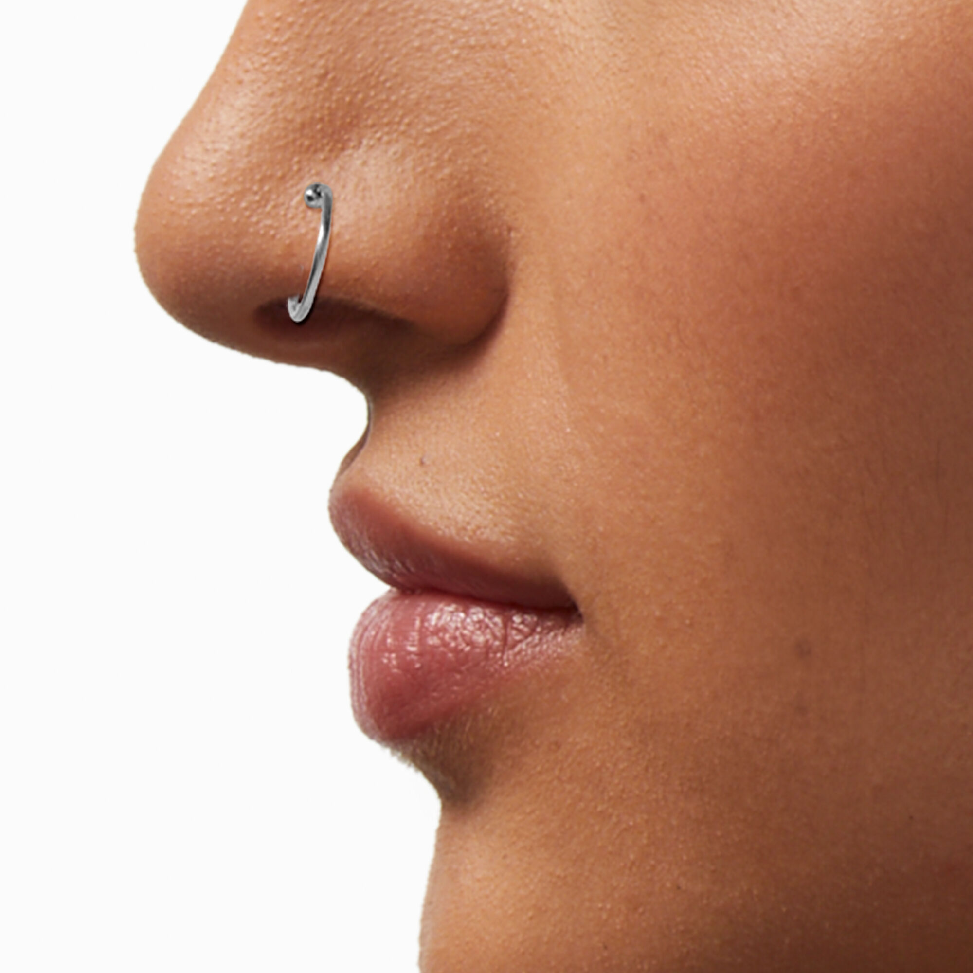 Nose piercing near top