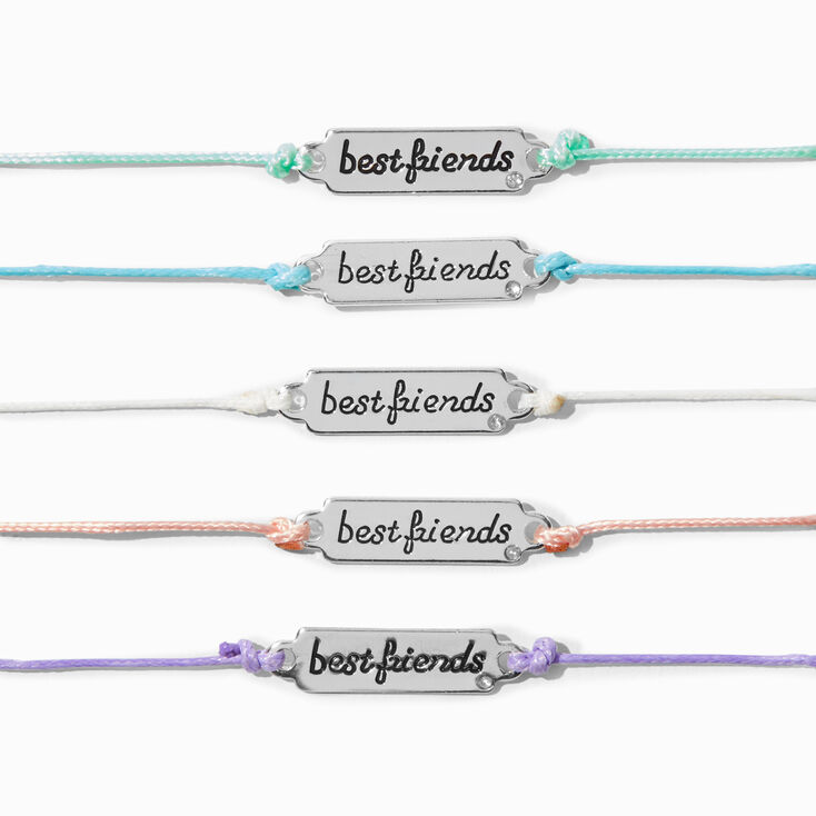 Best Friends Charm Adjustable Bracelets - 5 Pack,