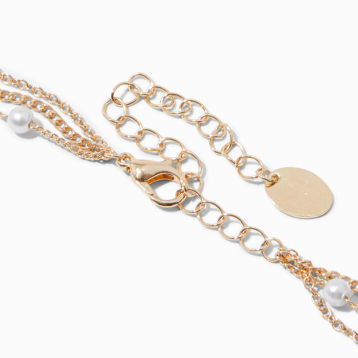 Pink Butterfly Gold-tone Pearl Multi-Strand Necklace,