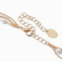 Pink Butterfly Gold-tone Pearl Multi-Strand Necklace,