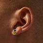 18kt Gold Crystal Bar Chain Stud Earrings,