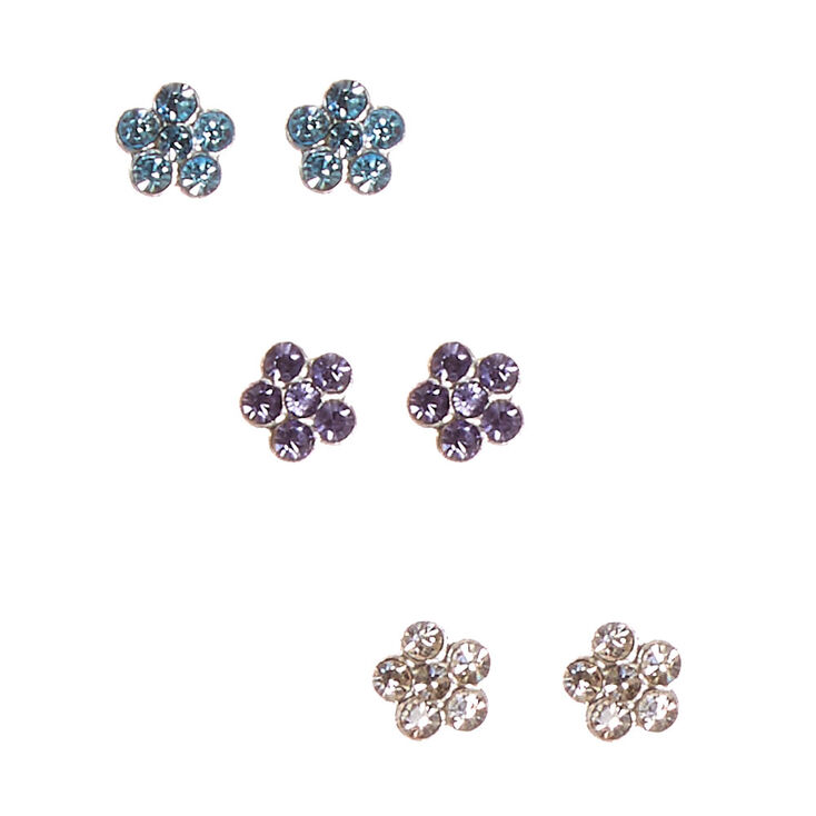 925 Sterling Silver Flower Earring Set,