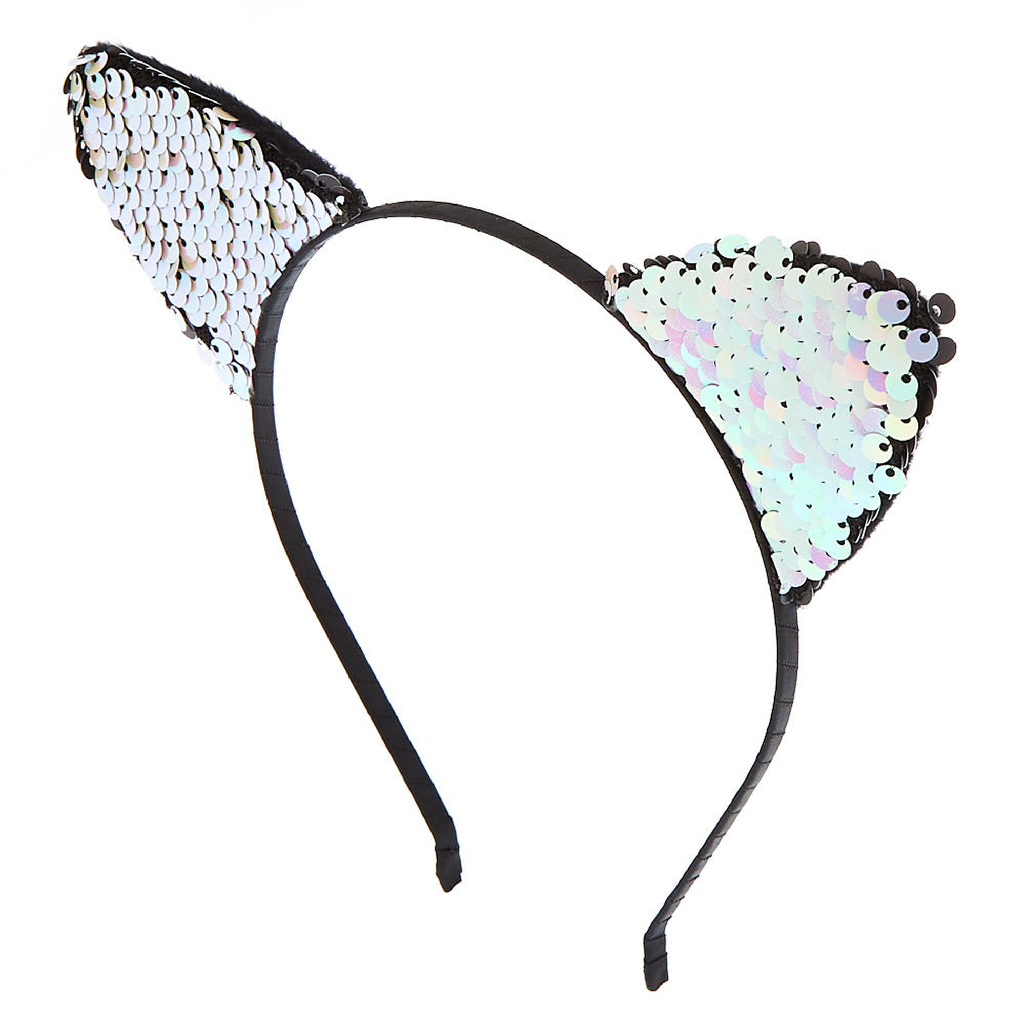 Holographic Reversible Sequin Cat Ears Black Icing Us