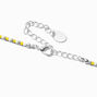 Yellow &amp; White Beaded Butterfly Pendant Necklace,