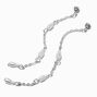 Silver-tone Cubic Zirconia &amp; Pearl 2&quot; Linear Drop Earrings,