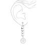 Silver Happy Face Emoji Chain Link 2&quot; Drop Earrings,