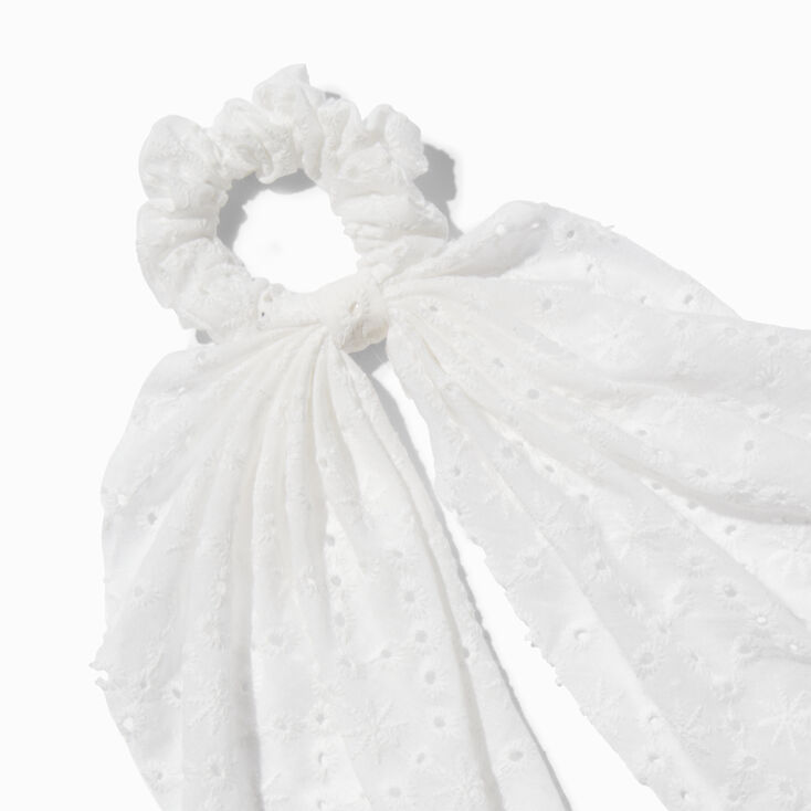 White Eyelet Hair Scrunchie Scarf,