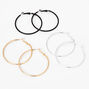 Mixed Metal 50MM Hoop Earrings - 3 Pack,