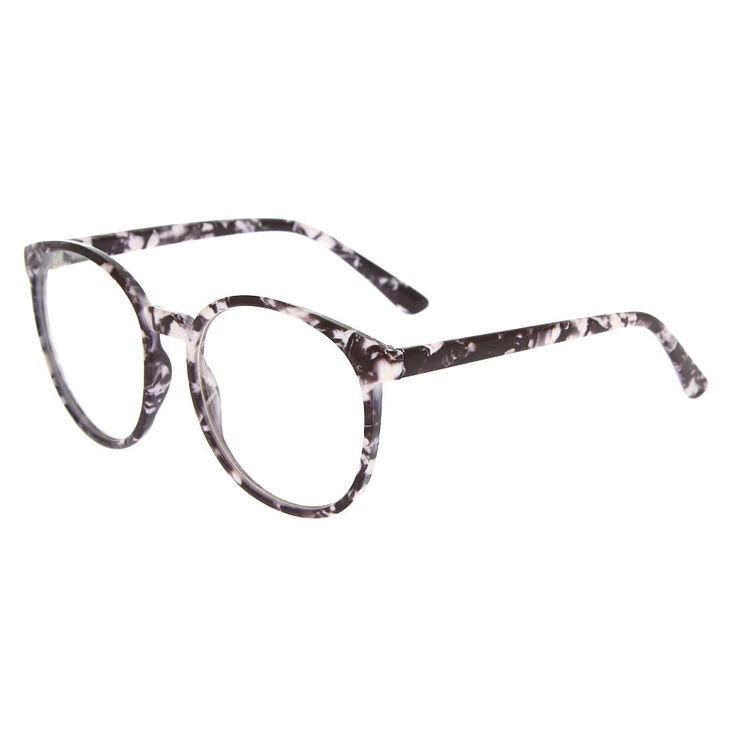 Marble Round Clear Lens Frames - Black,