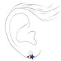 Patriotic Red, White, &amp; Blue Triple Star Stud Earrings,
