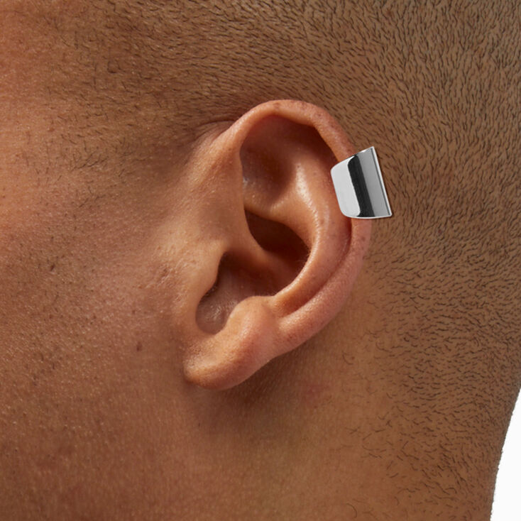 Silver Wide Band Ear Cuff,