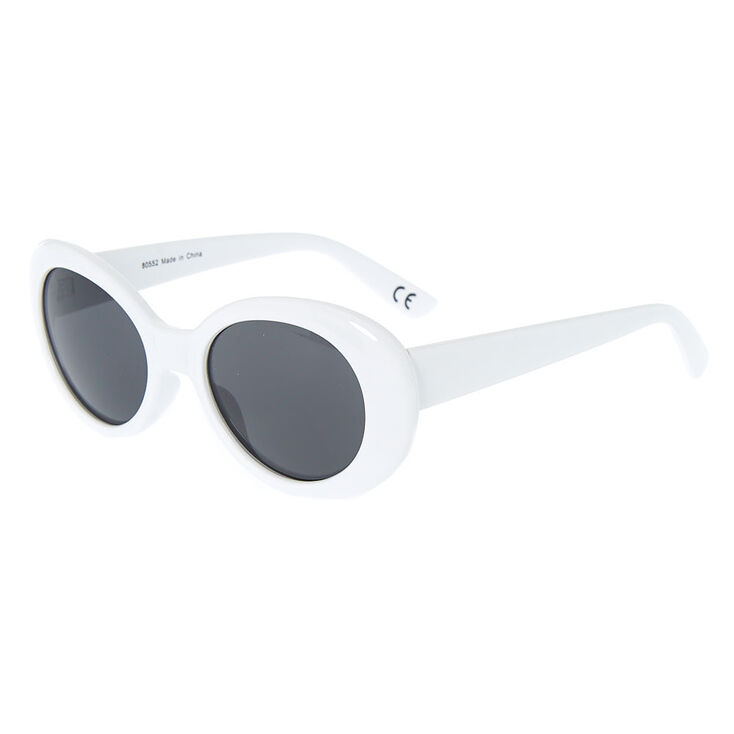 White Round Mod Sunglasses,