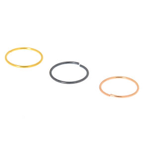 Sterling Silver 22G Mixed Metal Nose Rings - 3 Pack,