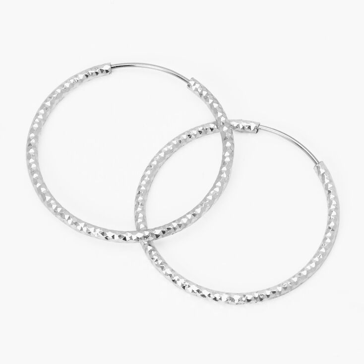 Silver Textured 25MM Hoop Earrings,