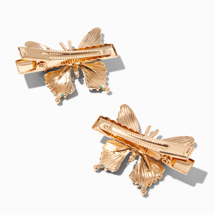 Gold Colorful Butterfly Hair Clips - 2 Pack,