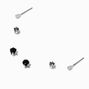 Silver-tone Black, Gray &amp; Clear Cubic Zirconia Stackable Stud Earrings - 3 Pack,