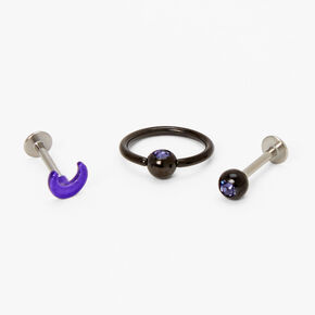 Purple Moon Tragus Earrings - 3 Pack,