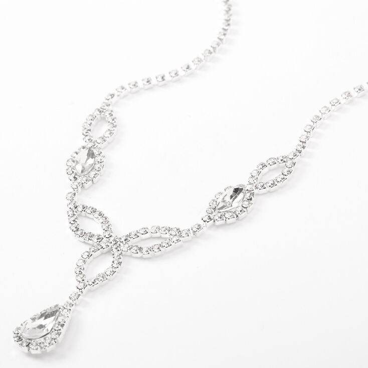 Silver Rhinestone Celtic Loopy Statement Necklace,