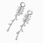 Pearl Confetti 3&quot; Silver Huggie Hoop Earrings,