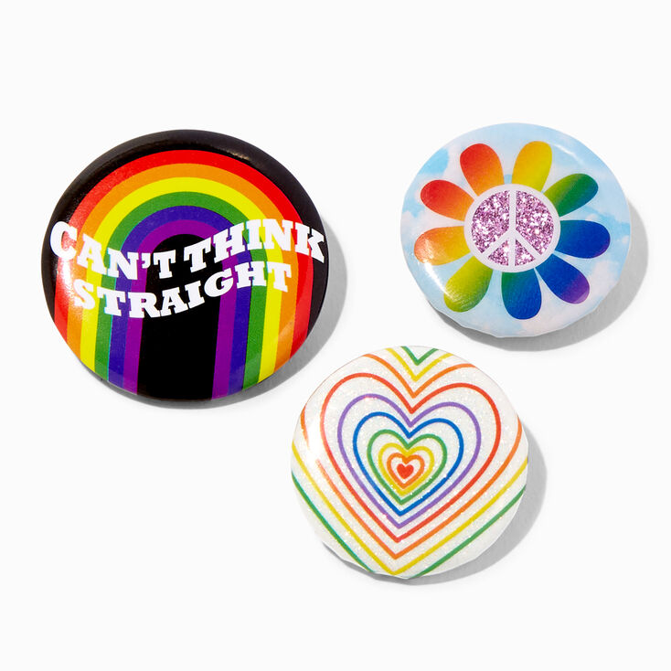 Rainbow Pride Pinback Button Set - 3 Pack,