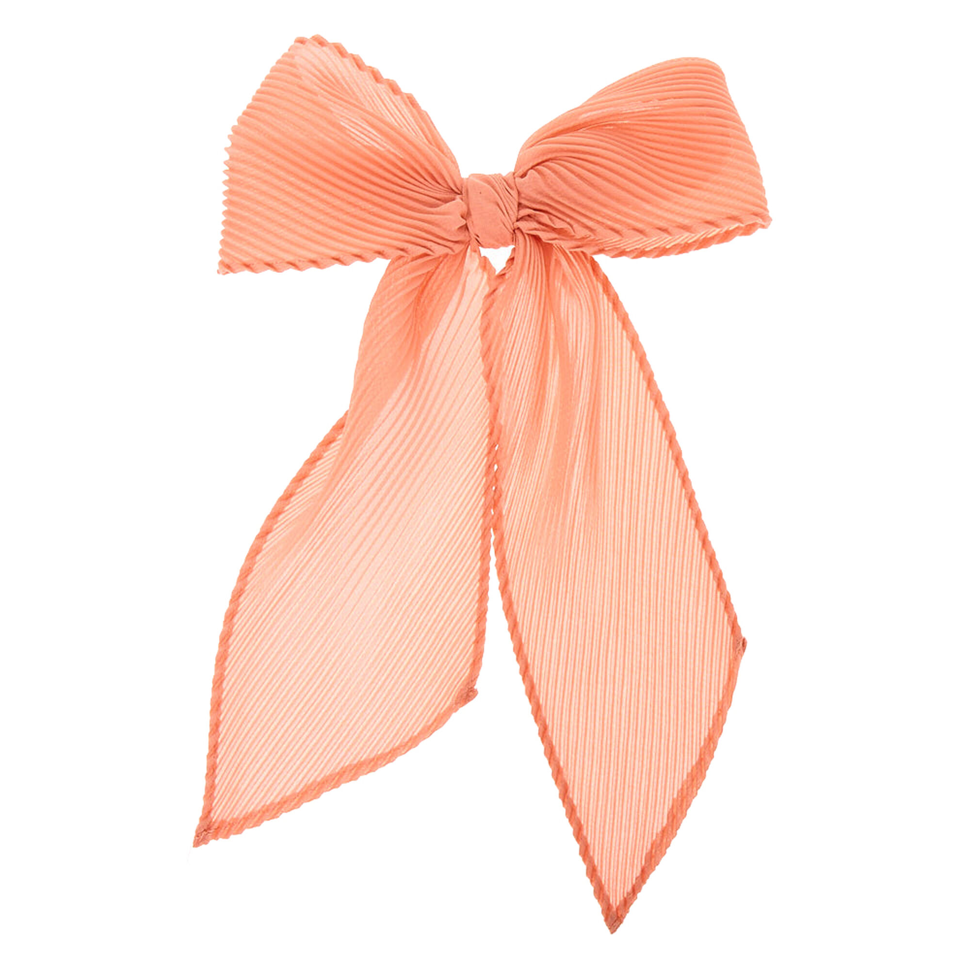 Pleated Chiffon Hair Bow Clip - White