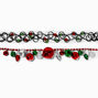 Red &amp; Green Jingle Bells Choker Necklace Set - 2 Pack,