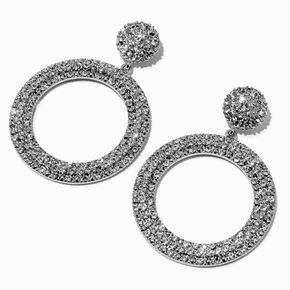 Silver-tone Rhinestone Pav&eacute; 2.5&quot; Drop Earrings ,