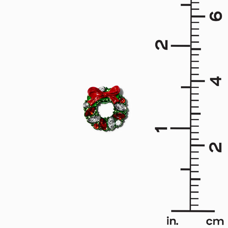 Gemstone Christmas Wreath Stud Earrings,