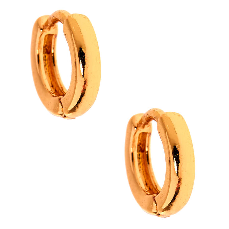 Gold 10MM Huggie Hoop Earrings,