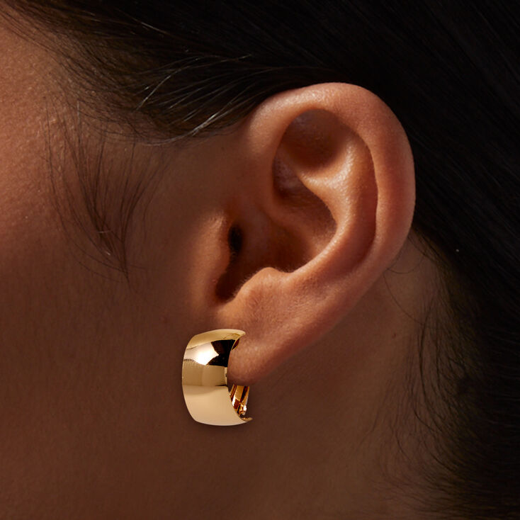 Gold-tone Clutch Mini Hoop Earrings,