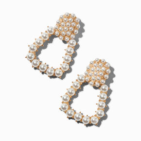 Pearl Square 1.5&quot; Drop Earrings ,