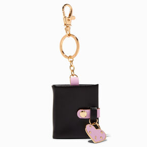 Purple Heart Charm Black Mini Diary Keychain,