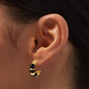 JAM + RICO x ICING 18k Yellow Gold &amp; Black Colorblock Hoop Earrings,
