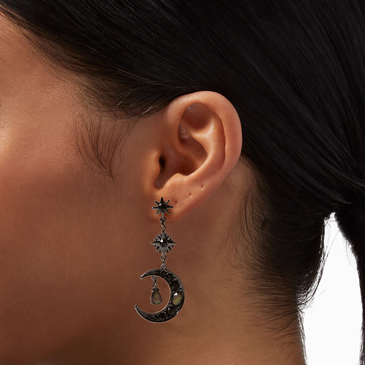 Black 2&quot; Art Deco Drop Earrings,