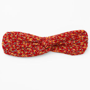 Floral Pleated Twisted Headwrap - Red,