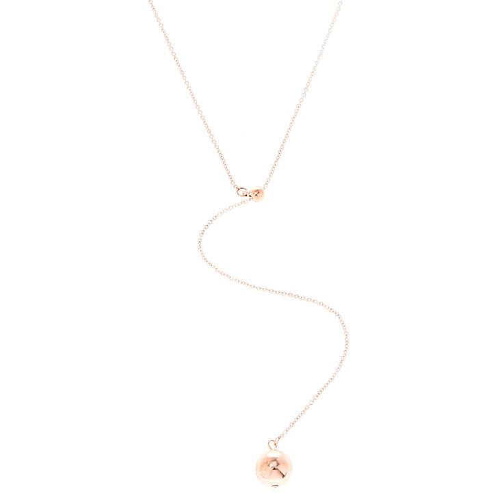 Rose Gold Ball Y Neck Necklace,