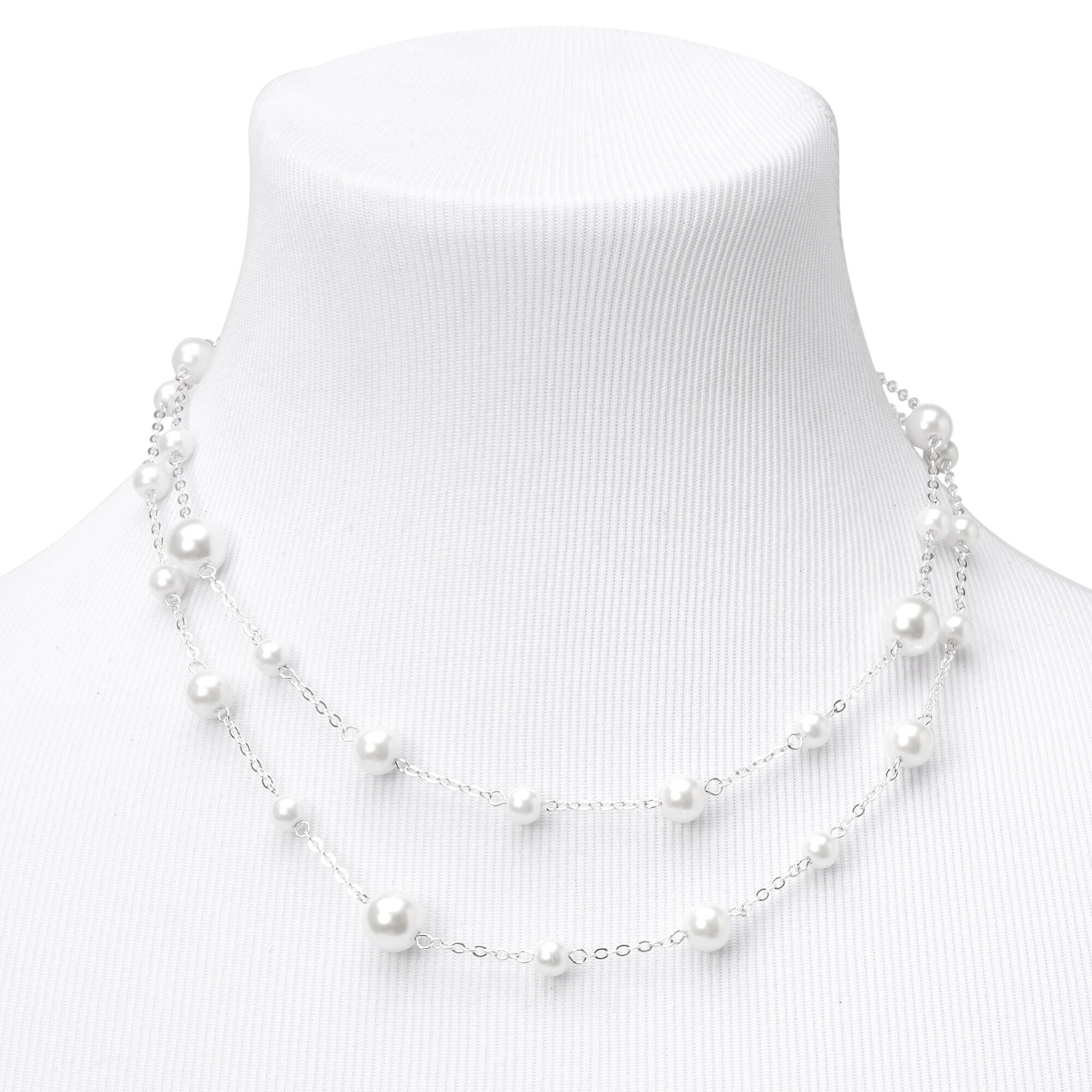 Pearl silver necklaces deals