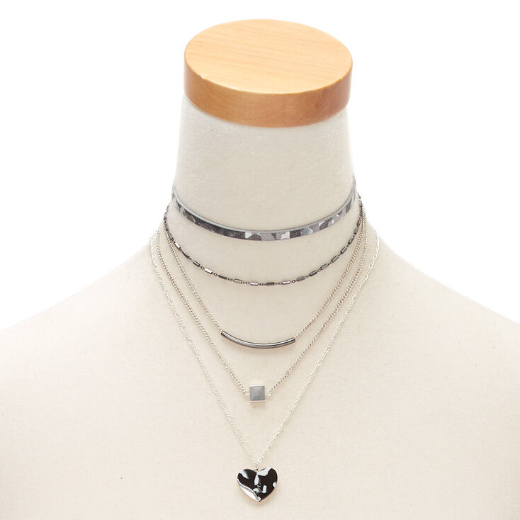 Black & White Resin Multi Strand Necklaces - 3 Pack,