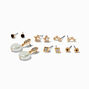 Mixed Metal 20G Flower Gem Nose Ring &amp; Studs - 3 Pack,