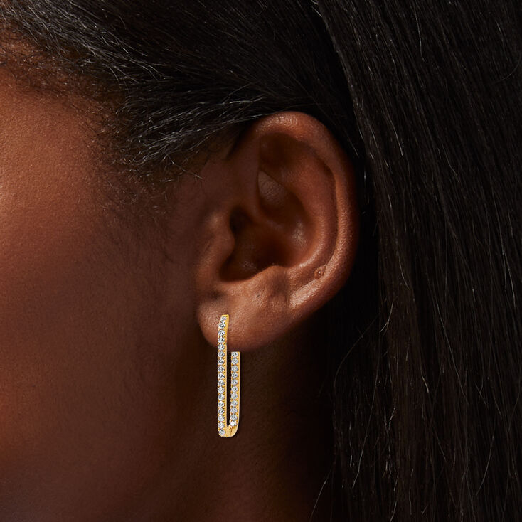 Icing Select 18k Gold Plated Crystal Oval Hoop Earrings,